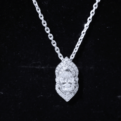 6X8 MM Pear Cut Moissanite Vintage Necklace