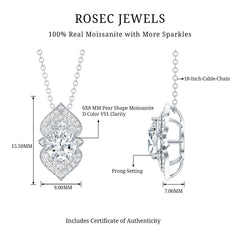 6X8 MM Pear Cut Moissanite Vintage Necklace