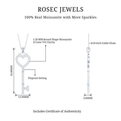 Certified Moissanite Key to My Heart Necklace