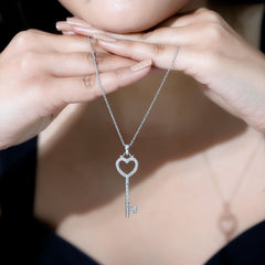 Certified Moissanite Key to My Heart Necklace