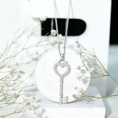 Certified Moissanite Key to My Heart Necklace