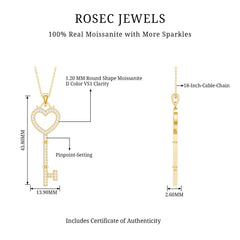 Certified Moissanite Key to My Heart Necklace
