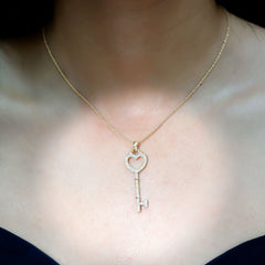 Certified Moissanite Key to My Heart Necklace