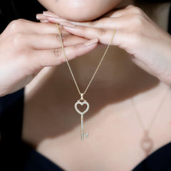 Certified Moissanite Key to My Heart Necklace