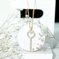 Certified Moissanite Key to My Heart Necklace