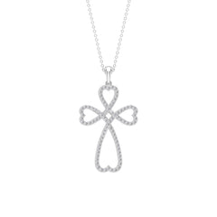 Certified Moissanite Heart Cross Pendant Necklace