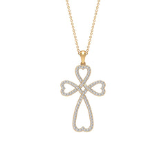 Certified Moissanite Heart Cross Pendant Necklace