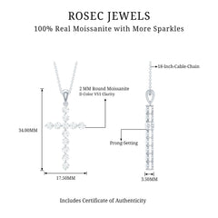 Certified Moissanite Cross Pendant Necklace