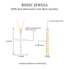 Certified Moissanite Cross Pendant Necklace
