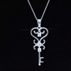 1/4 CT Vintage Zircon Key Pendant Necklace