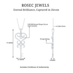 1/4 CT Vintage Zircon Key Pendant Necklace