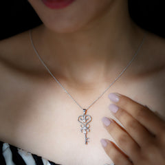 1/4 CT Vintage Zircon Key Pendant Necklace