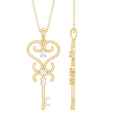 1/4 CT Vintage Zircon Key Pendant Necklace