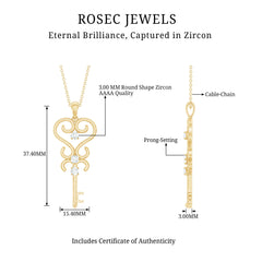 1/4 CT Vintage Zircon Key Pendant Necklace
