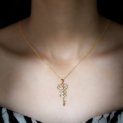 1/4 CT Vintage Zircon Key Pendant Necklace
