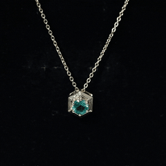 5MM Solitaire Emerald Hexagon Pendant Necklace