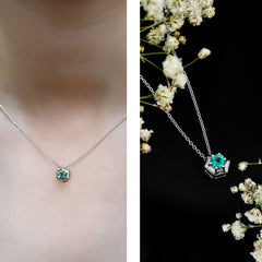 5MM Solitaire Emerald Hexagon Pendant Necklace