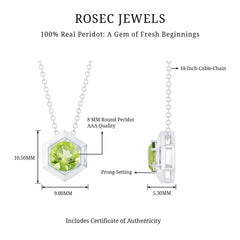 1 CT Hexagon Pendant for Women with Solitaire Round Peridot