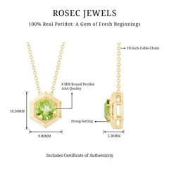 1 CT Hexagon Pendant for Women with Solitaire Round Peridot