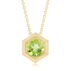 1 CT Hexagon Pendant for Women with Solitaire Round Peridot