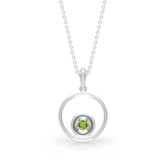 Real Peridot Open Circle Pendant Necklace