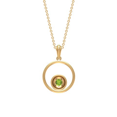 Real Peridot Open Circle Pendant Necklace