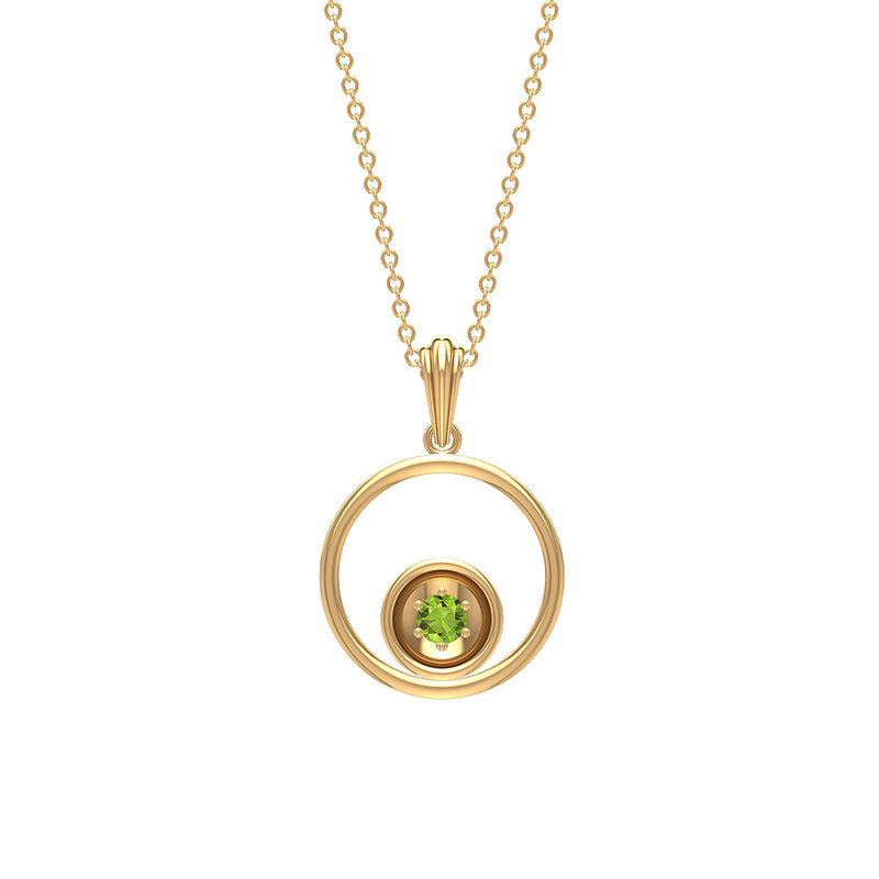 Real Peridot Open Circle Pendant Necklace