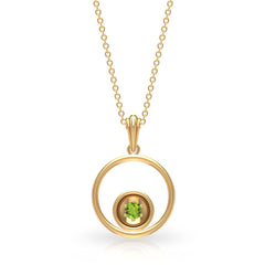 Real Peridot Open Circle Pendant Necklace