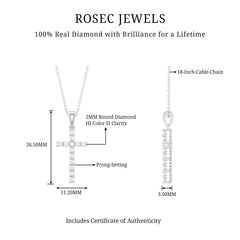 Natural Diamond Cross Pendant Necklace for Women