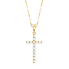 Natural Diamond Cross Pendant Necklace for Women