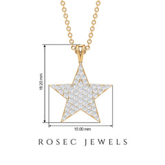 Diamond Star Pendant Necklace in Pave Setting