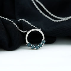 Natural London Blue Topaz and Diamond Eternity Necklace