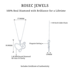 Diamond Heart and Music Note Necklace