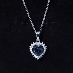 Certified 2 Carat London Blue Topaz Heart Locket With Silver Chain