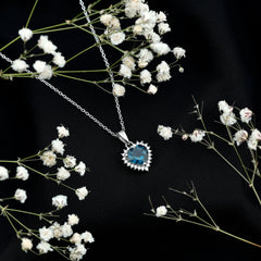 Certified 2 Carat London Blue Topaz Heart Locket With Silver Chain