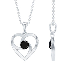 Heart Shape Black Onyx Promise Necklace For Women