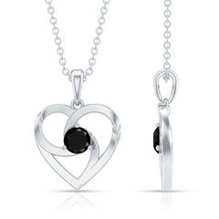 Heart Shape Black Onyx Promise Necklace For Women