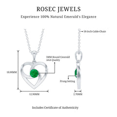 Natural Half Carat Emerald Heart Pendant Necklace for Women