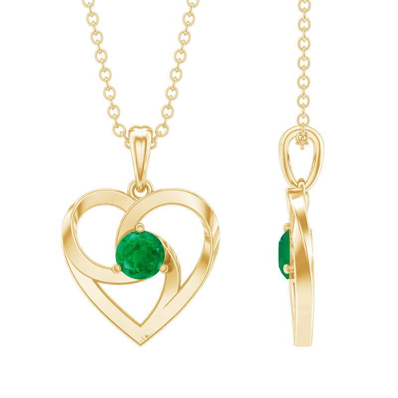 Natural Half Carat Emerald Heart Pendant Necklace for Women