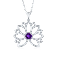 Amethyst Lotus Flower Necklace for Women