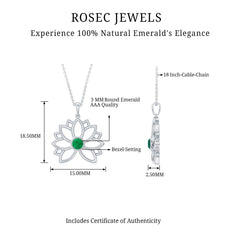 Genuine Emerald Lotus Necklace With Chain