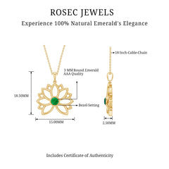 Genuine Emerald Lotus Necklace With Chain