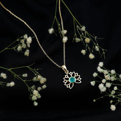 Genuine Emerald Lotus Necklace With Chain