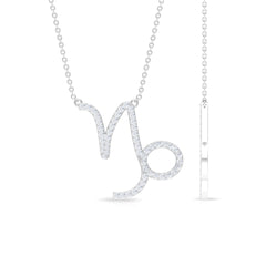 Pave Set Lab Grown Diamond Capricorn Zodiac Necklace