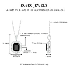 Vintage Inspired Octagon Created Black Diamond Pendant with Moissanite