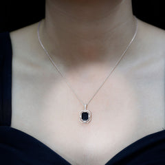 Vintage Inspired Octagon Created Black Diamond Pendant with Moissanite