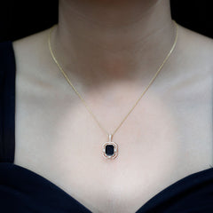 Vintage Inspired Octagon Created Black Diamond Pendant with Moissanite