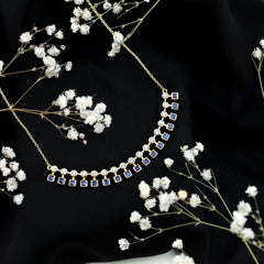 Princess Cut Lab Grown Blue Sapphire Statement Necklace With Certificate