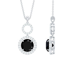 Lab Created Black Diamond Drop & Dangle Necklace with White Diamond