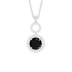 Lab Created Black Diamond Drop & Dangle Necklace with White Diamond
